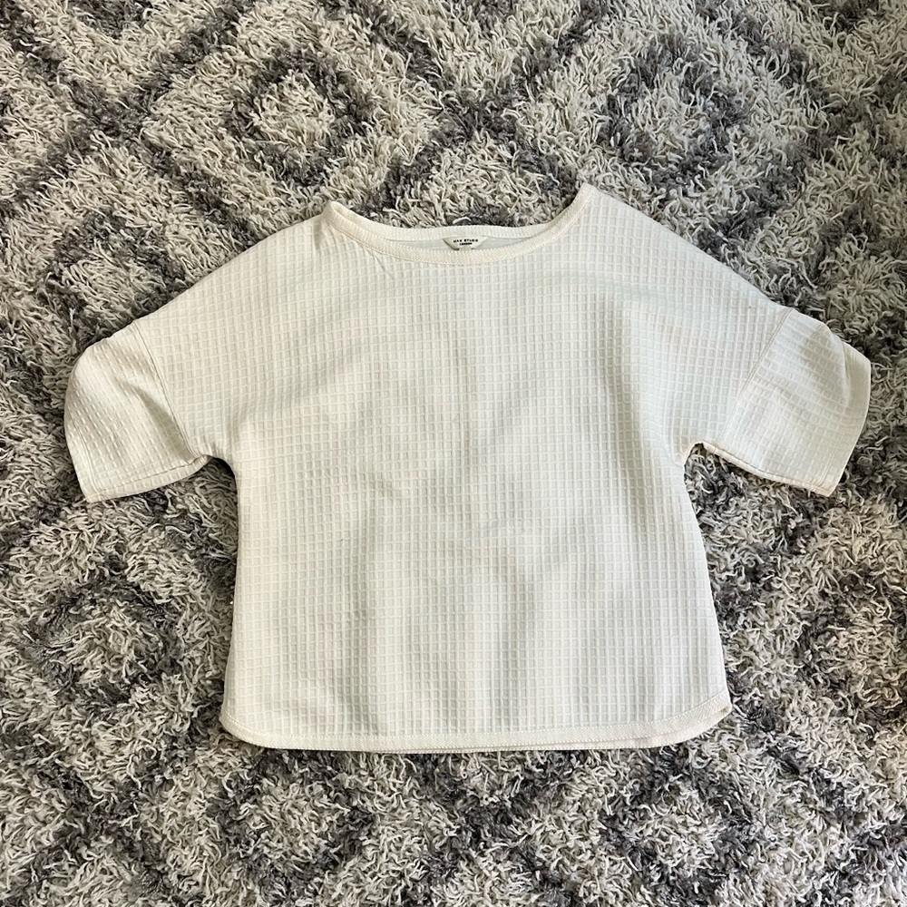 Max Studio Textured White Top